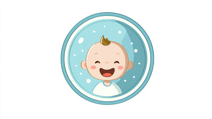 Baby avatar with one tooth smiling inside a circular design, perfect for playful child-themed graphics