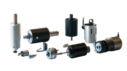 Small DC motors and stepper motors, Transparent background, PNG file