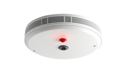 Smoke detector unit with test button and indicator light, fire safety equipment, Transparent background, PNG file