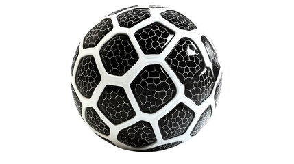 Soccer ball with black and white hexagons, Transparent background, PNG file