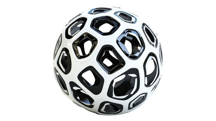 Soccer ball with black and white hexagons, Transparent background, PNG file