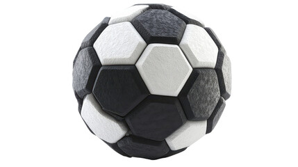 Soccer ball with black and white hexagons, Transparent background, PNG file