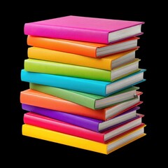 Colorful Stack of Bright Books on a Black Background