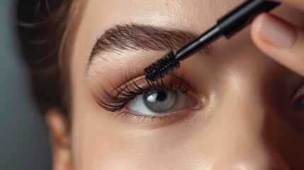 Naklejka premium Close up of female eye with mascara applied for makeup commercial shot