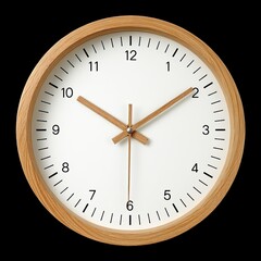 Minimalist Wall Clock with Wooden Frame and Simple Dial Design