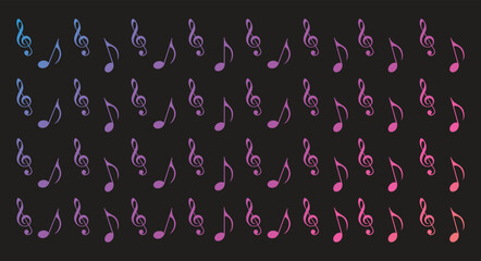 Musical notes stave line pattern symbols icon for staff and music note theme Transparent background wave Piano, jazz sound notes