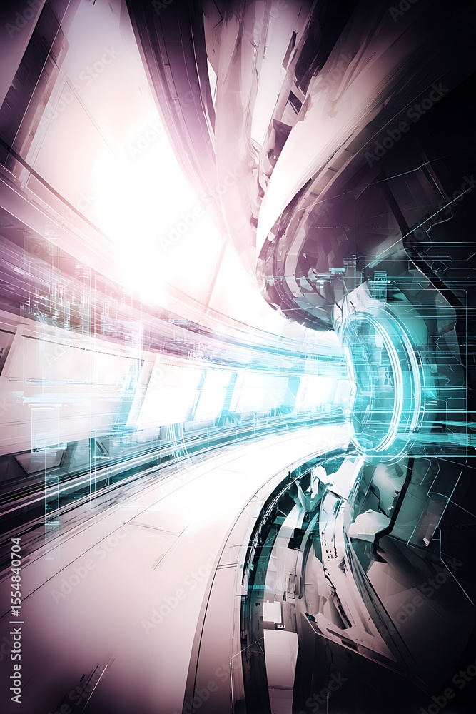 Fototapete futuristic technology abstract rendering geometric architecture