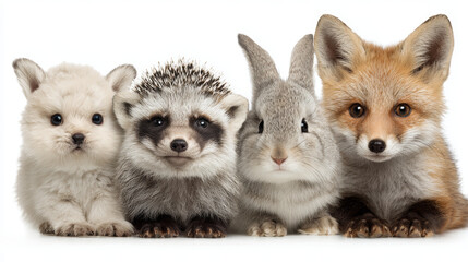 Group of endearing baby animals ideal for prints, dÃ©cor, and childrenâ€™s items