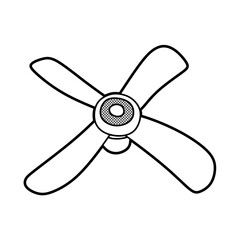 hanging fan top view line art black and white