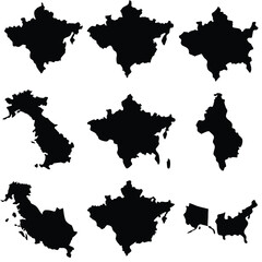 Abstract Geographic Map Silhouettes & Icons