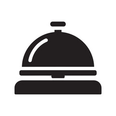 Obraz premium Hotel service bell icon for front desk reception and concierge call alert button for customer assistance and getting attention in a lobby vector solid glyph icon