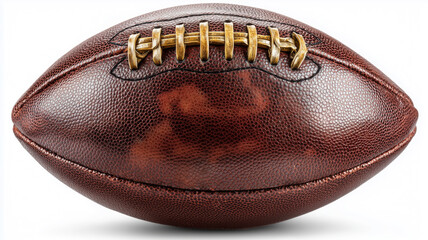 Classic leather football resting on a clean white background ready for play
