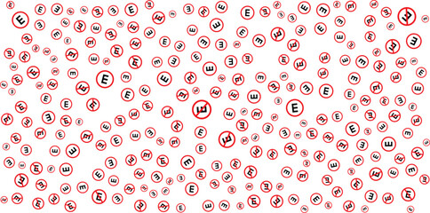 Abstract Pattern of Red Prohibition Signs with Letter E.