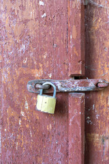 Old metal lock on the door