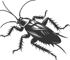 Black cockroach insect vector silhouette illustration