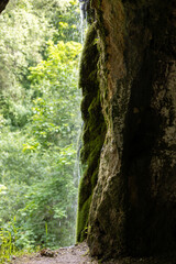 Small waterfall in the summer forest