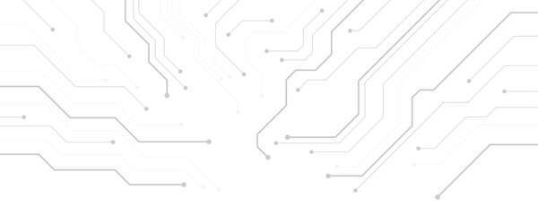 Abstract modern technology futuristic circuit board background. Electronic motherboard with a network of black lines and dots on a white and transparent background.