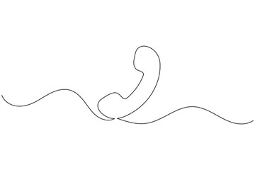 Phone call icon continuous one line drawing minimalist style on white background vector art