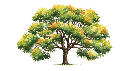 Vibrant watercolor tree illustration