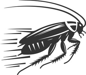 Black cockroach insect vector silhouette illustration