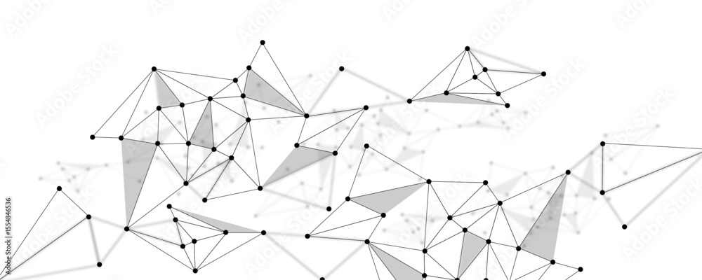 Wall mural abstract technology futuristic polygonal network structure mesh background. geometric connected dots