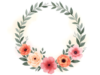 Fototapeta premium Floral Wreath Vector Frame Illustration