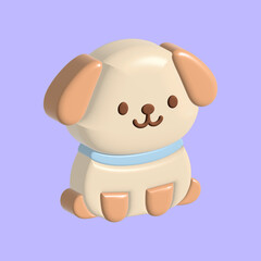 Playful Pastel 3D Dog Character