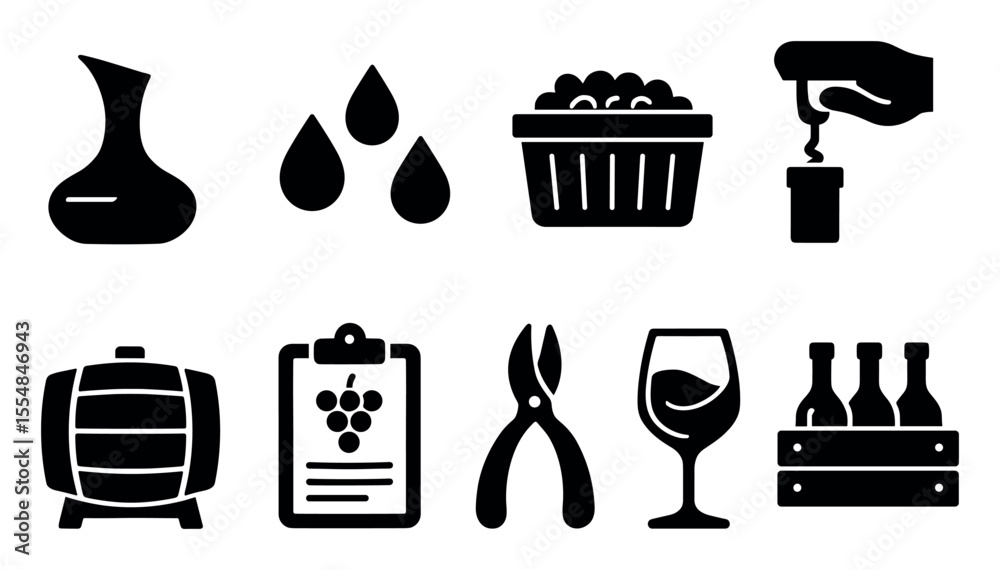 Poster computer interaction solid icon set. click, touch, cursor icons for ui design
