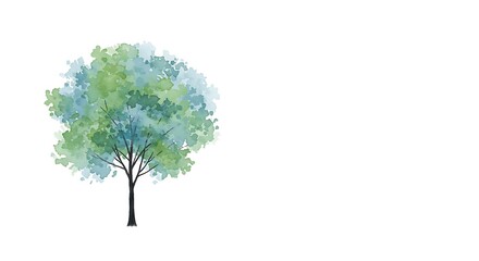 Watercolor style tree illustration