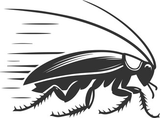 Black cockroach insect vector silhouette illustration