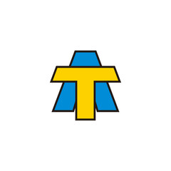 letter at ta simple outlines colorful simple logo vector