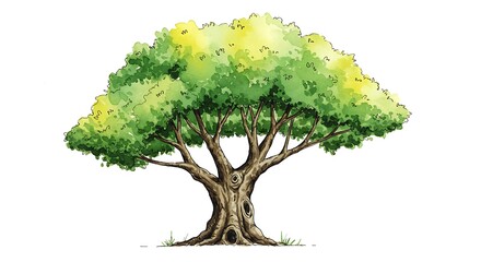 Watercolor style tree illustration