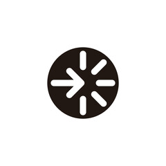 round circle arrow negative space simple icon vector