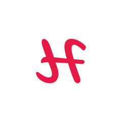 letters hf simple curves linked logo vector