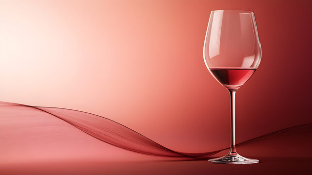 A beautiful glass of red wine displayed gracefully with an elegant swirl on a gradiated background for advertising purposes