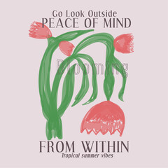 Tropical summer flowers in watercolor painting vibes hand drawing. girls flowers graphics in vector. t shirt tops graphic tee.