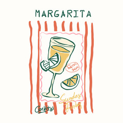  summer graphic tee. hand drawn cocktail poster for wall art or t-shirt graphic. Vector hand drawn cocktail. Art for poster design, postcards, branding, logo design, background.