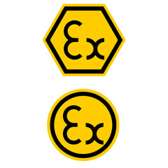 Anti-deflagration symbol sign hexagonal and circular