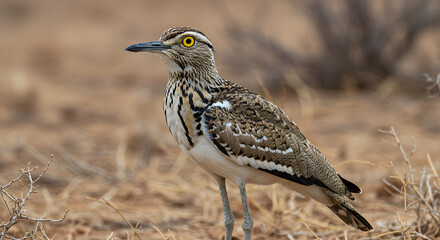 Obraz premium Camouflaged Thick-Knee with Big Eyes PNG