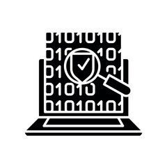 code security analysis black flat icon for digital and print projects.