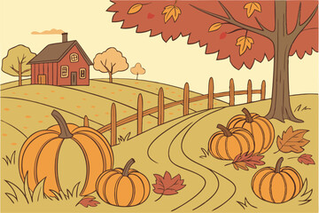 Pumpkin Patch Delight: Fall Illustration