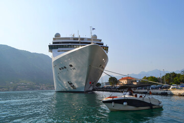 Liner in the Bay of Kotor. Huge cruise ship in the Bay of Kotor in Montenegro. A beautiful country...