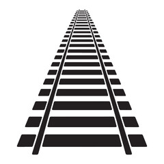 Railway train track. Vector black silhouette. with white background