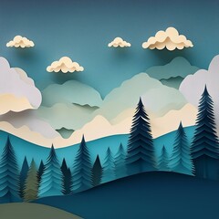 landscape with mountains and clouds