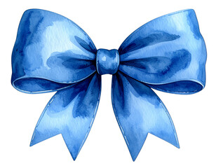 Vintage Watercolor Bow in Dusty Blue with Loose Tied Knots, Transparent PNG