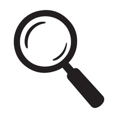 Hand drawn doodle magnifying glass. Vector black silhouette. with white background