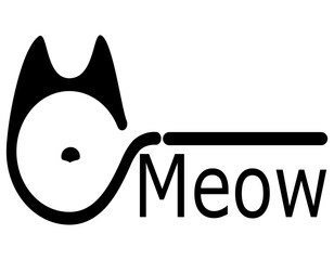 black and white cat simple design for logo or icon illustration