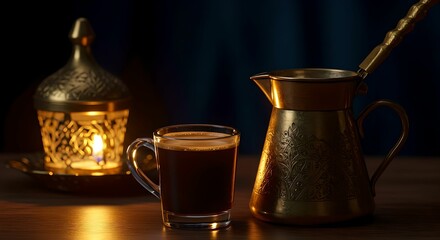 Turkish coffee in the night, romantic moment