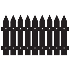 Wooden fence decoration. Vector black silhouette. with white background