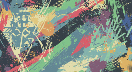 Fototapeta premium Vibrant splashes of colorful expressionism create a dynamic abstract design
